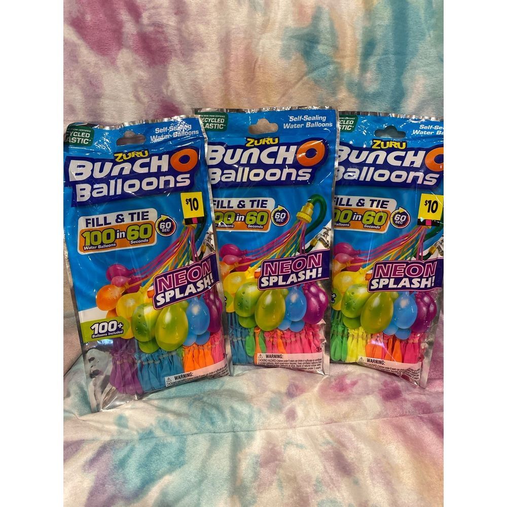 BunchO Balloons NEON SPLASH 100+ balloons per‎ pack 3 pks